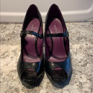 Black Mary Janes with peep toe